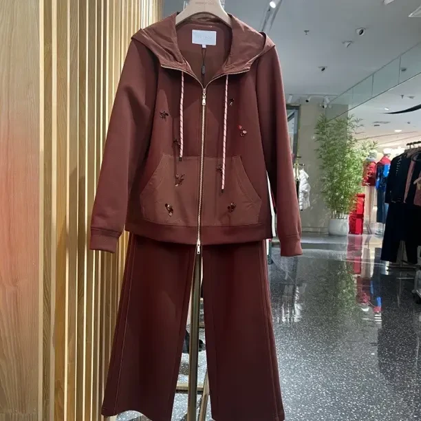 声雨竹7S403春秋新款女士长袖宽松减龄休闲套装洋气显瘦时尚百搭