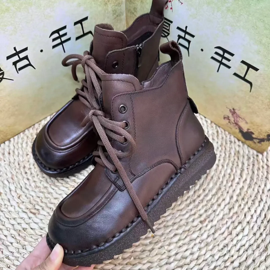 苏大胖推荐 擦色牛皮马丁靴