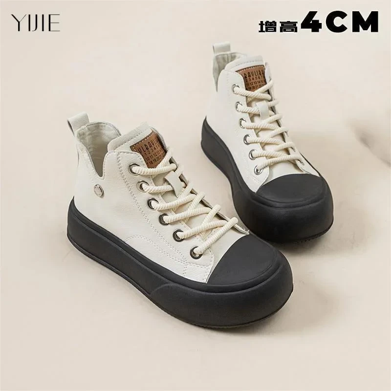 高筒正品帆布鞋女春季2025新款女鞋厚底增高鞋子女ins潮牌百搭鞋