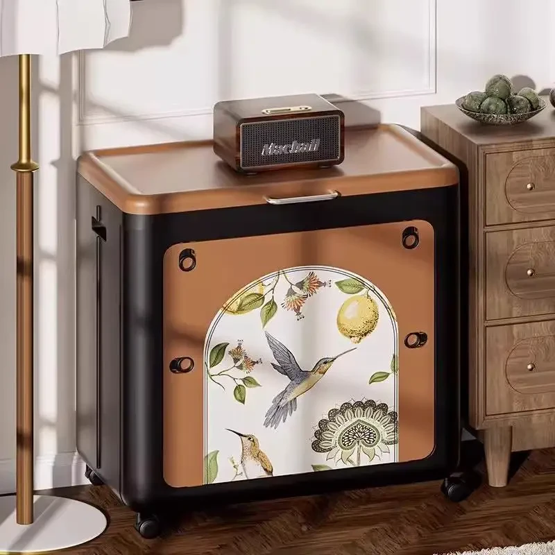 新中式双开门收纳箱折叠可移动复古风衣物玩具整理储物箱