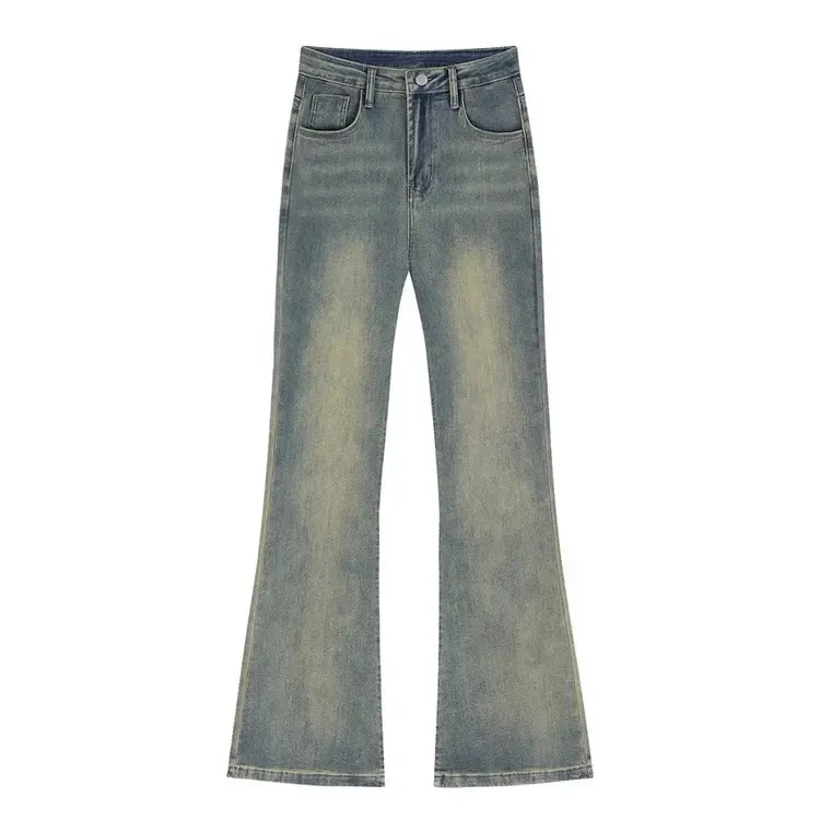 加绒加厚复古蓝微喇牛仔裤女高腰显瘦百搭喇叭马蹄裤秋冬季