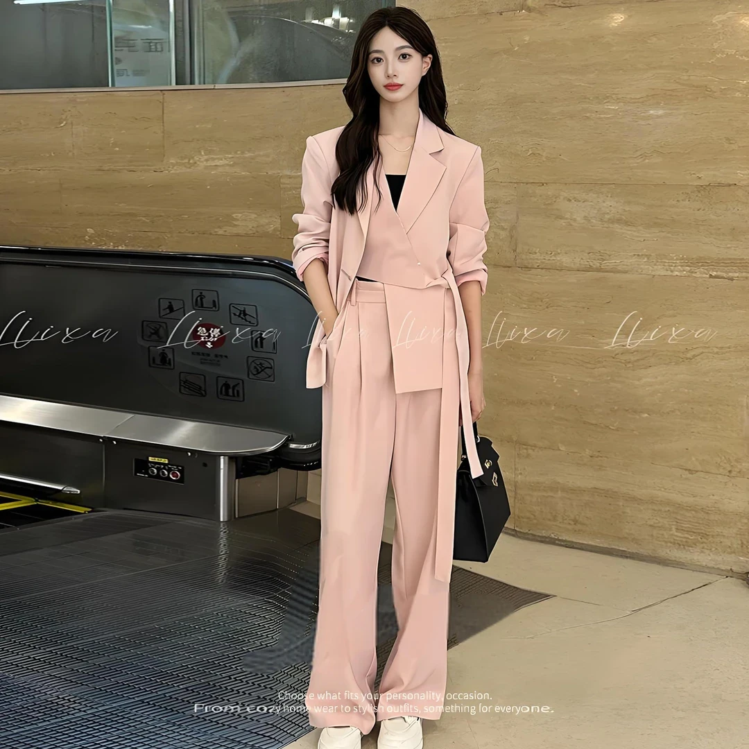 高级感时尚西装套装女2025秋季新款设计感西服外套阔腿裤两件套潮