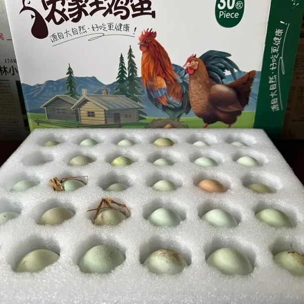山区散养粮食喂养新鲜绿壳土鸡蛋