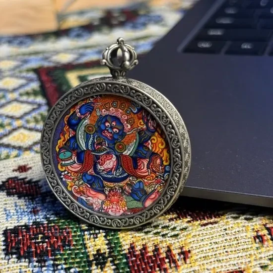 纯手绘3.5cm六臂大黑天玛哈嘎拉