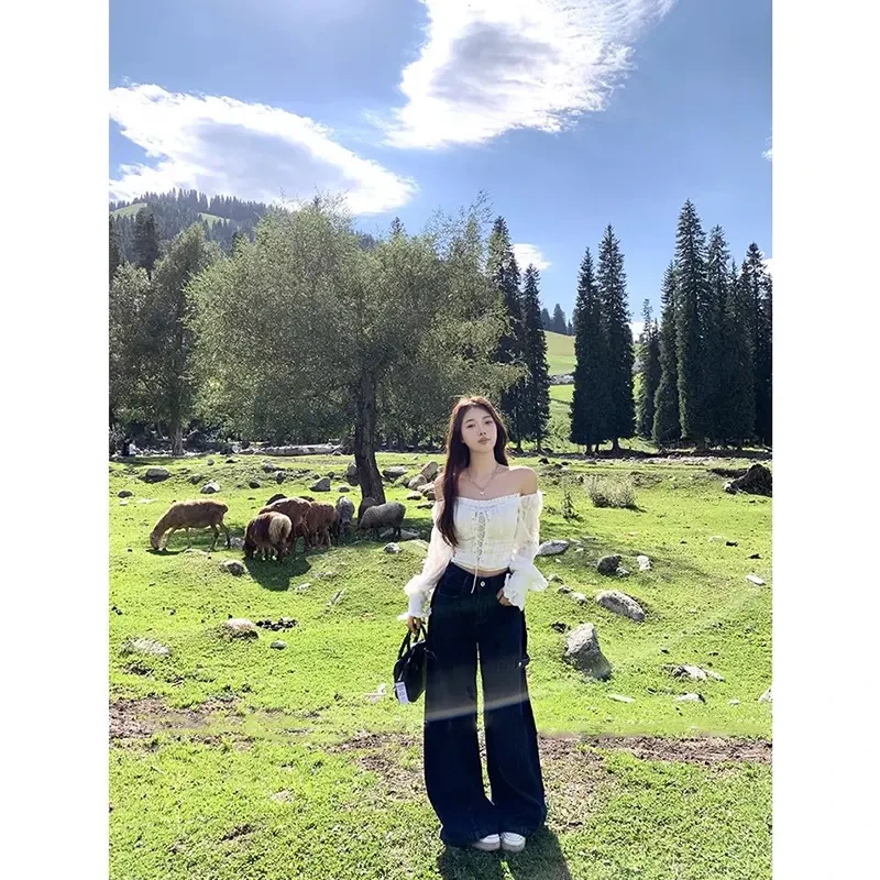 初秋穿搭法式高端大气上档次露肩长袖显瘦衬衫甜美可爱风格衣服