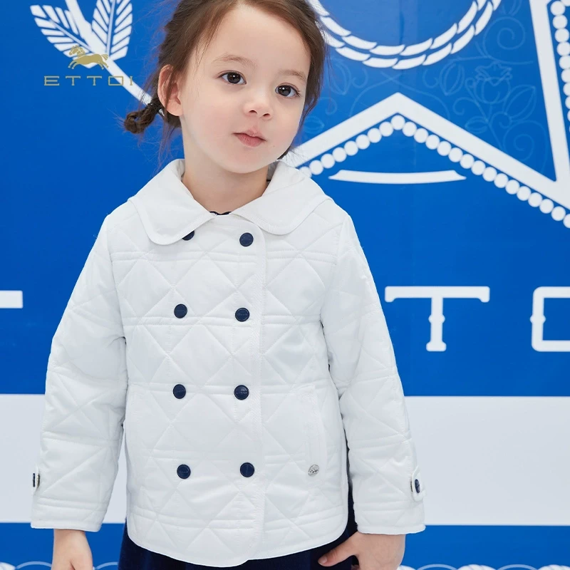 ETTOI爱多娃儿童翻领棉服冬装宝宝薄款棉袄衣服女童