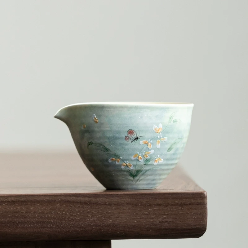 陶瓷公道杯手绘文心兰茶杯分茶器中式田园风泡茶专用茶具匀杯
