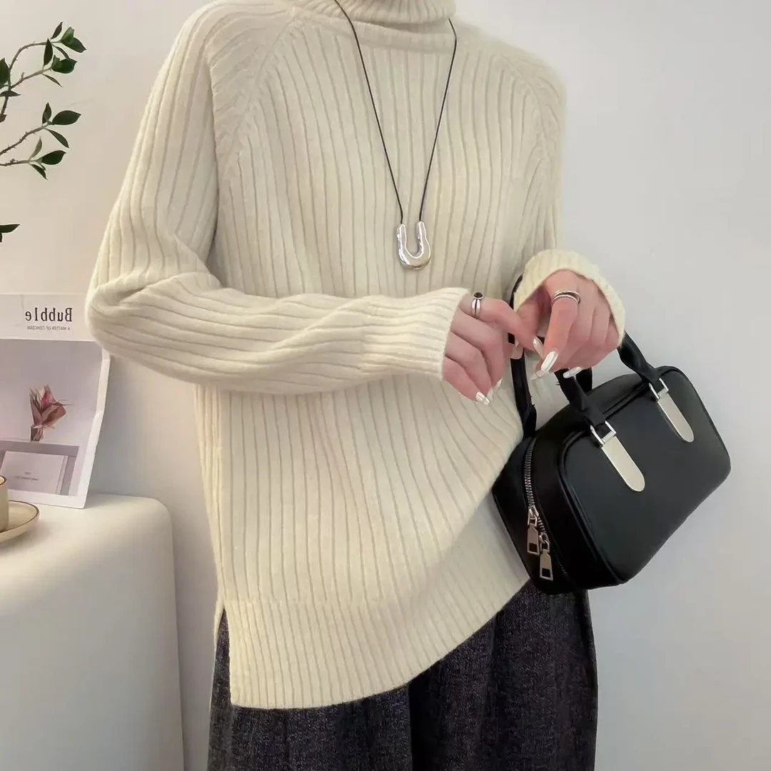 针织衫厚款树脂固色毛衣韩版轻职风纯色修身显瘦上衣毛针织衫