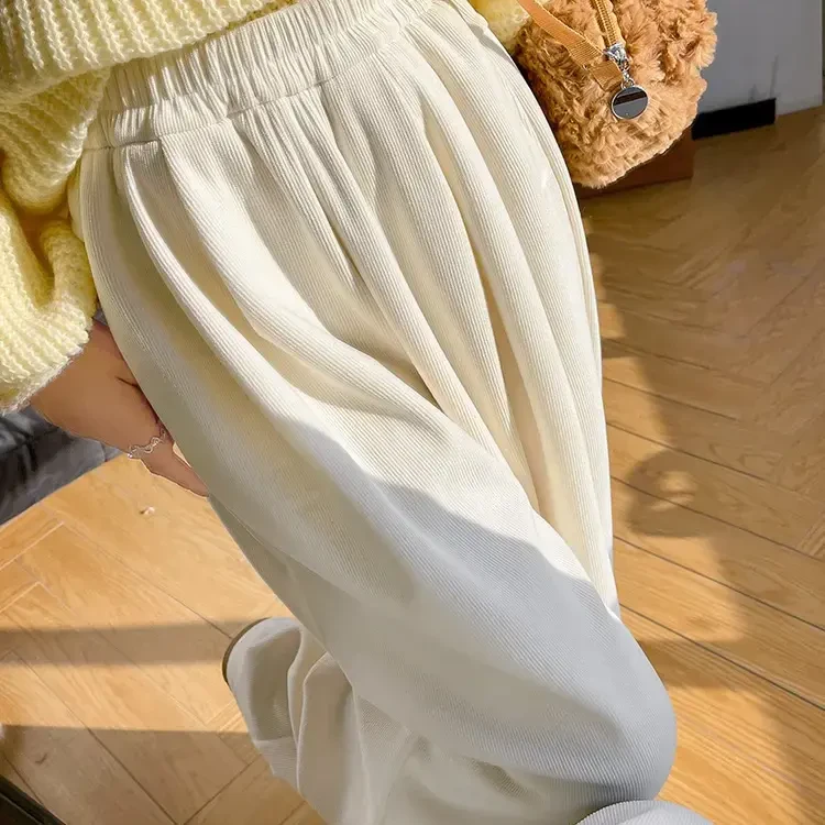 慵懒百搭宽松针织裤女糯米秋季新款高腰垂感拖地裤阔腿裤休闲裤