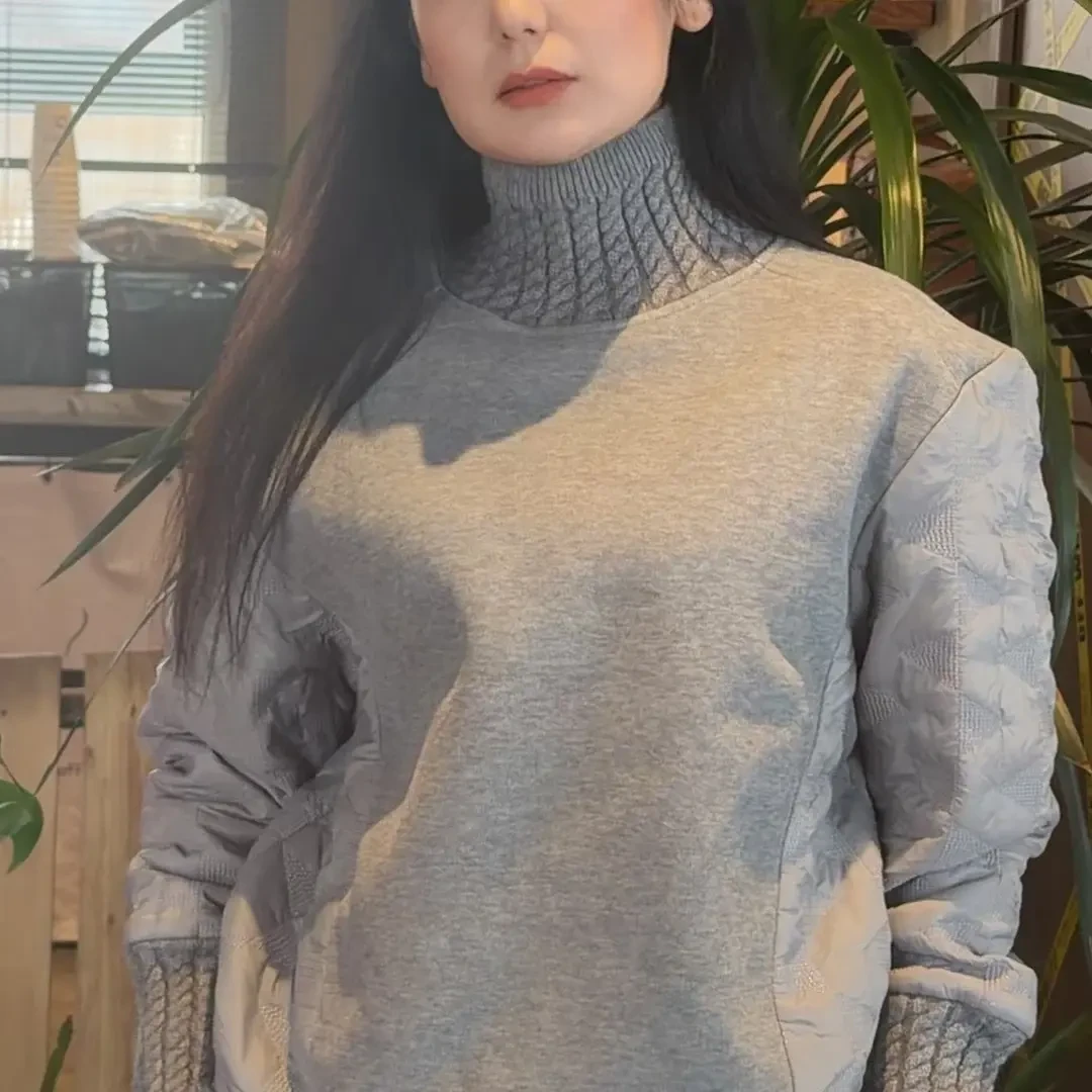 nunususu 潮流简约百搭高领拼接卫衣