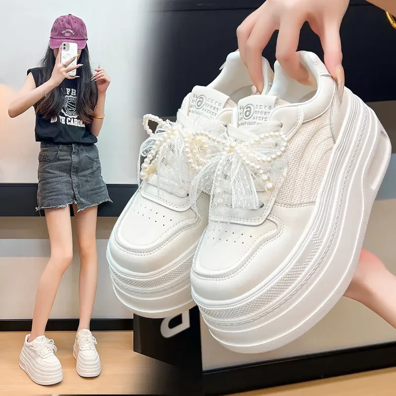 增高8公分厚底网鞋小白鞋休闲时尚休闲鞋百搭韩版春季厚底单鞋