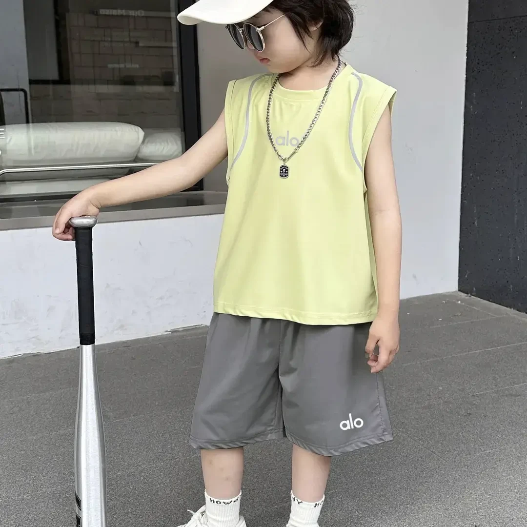 【清仓处理】儿童夏季背心套装男女童运动风薄款短袖短裤两件套
