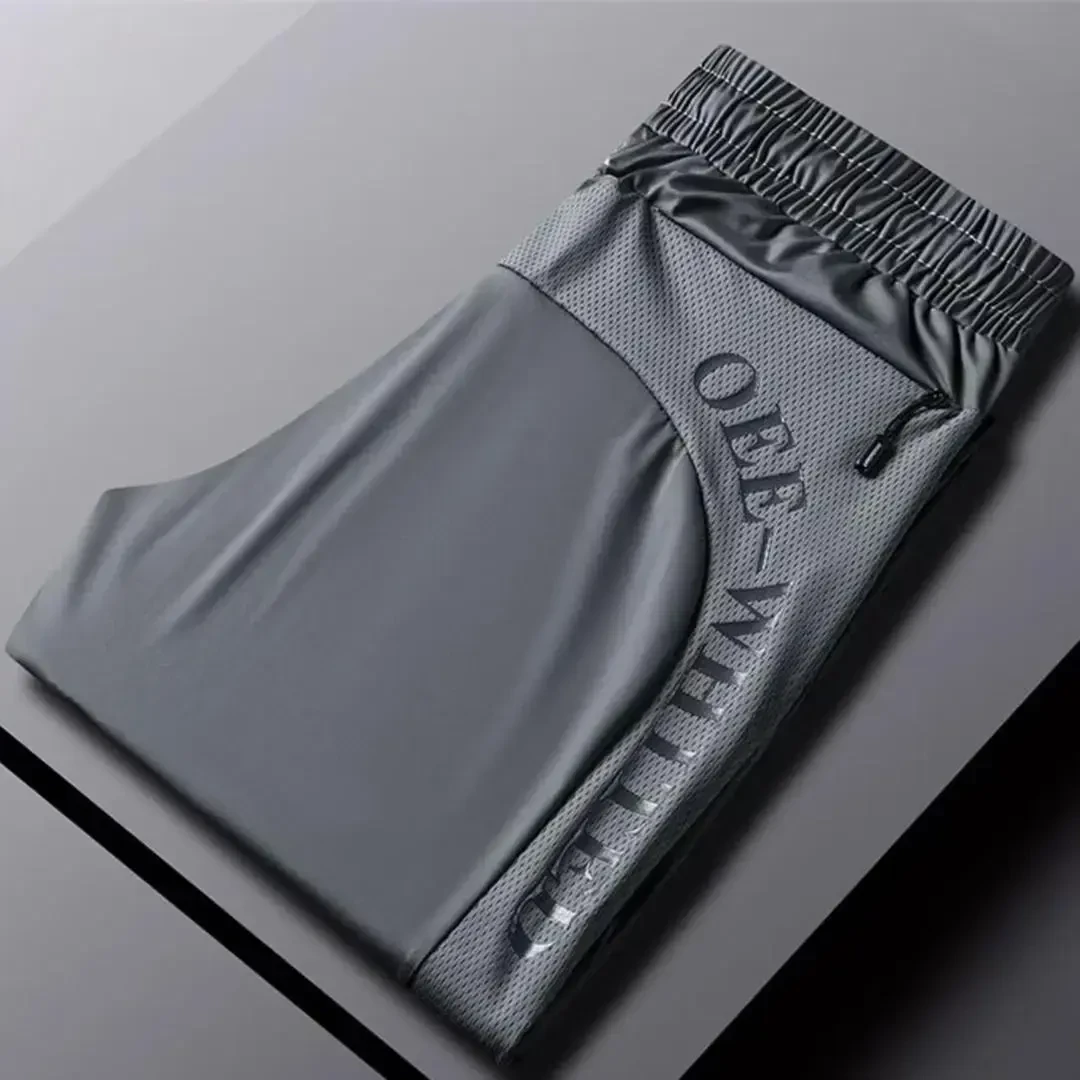 夏季轻奢高弹薄款冰丝裤时尚百搭大码速干裤男士透气运动休闲裤