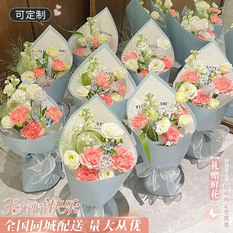 三八节单支玫瑰康乃馨紫罗兰小花束企业团购鲜花速递全国同城配送