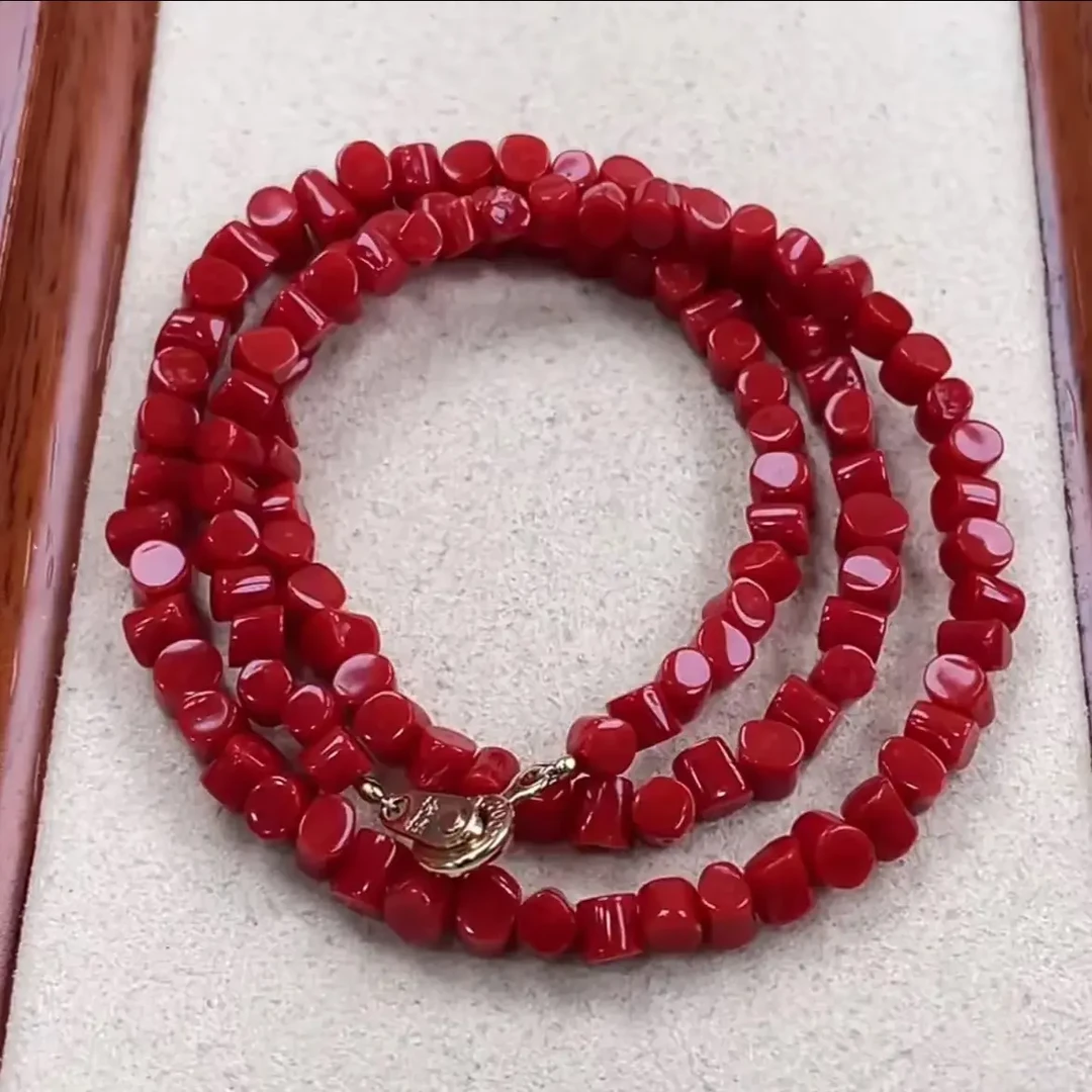 天然红珊瑚科西卡牛血色大号达仔链