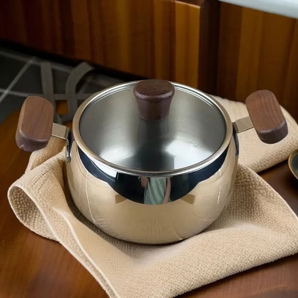 新品出口品质316不锈钢奶锅电磁炉婴儿宝宝辅食热奶锅双耳小汤锅