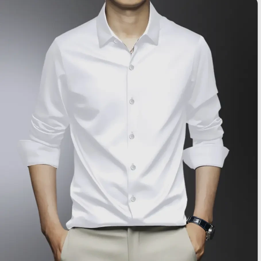 【第二代】夏季四双面休闲长袖无痕纯色免烫高弹男士衬衫衬衣17-799