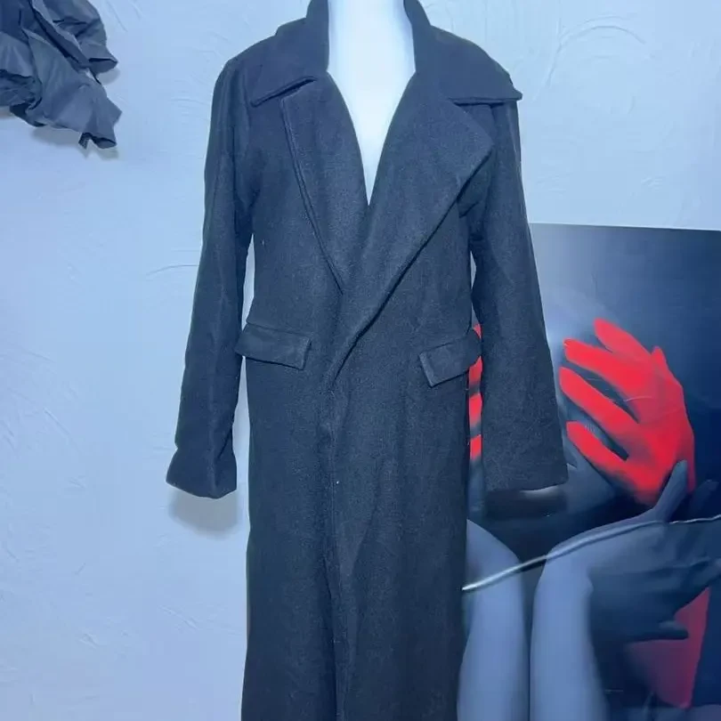 复古格纹长款兔毛秋冬气质通勤女款大衣