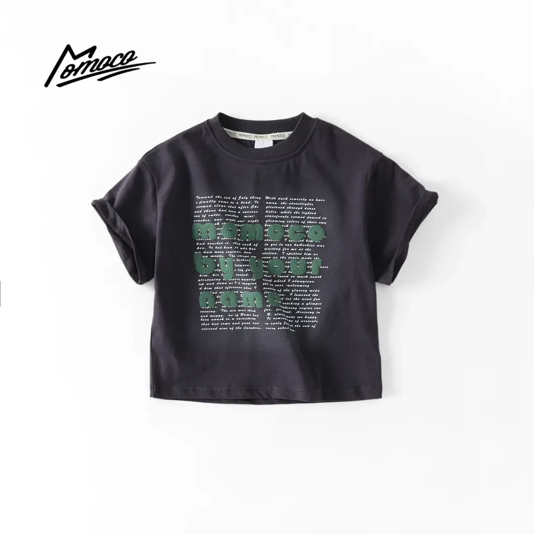 MOMOCO童装夏季男童中大童印花字母短袖潮流休闲T恤77230235053