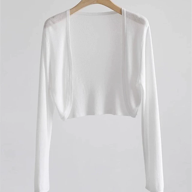 白色薄款冰丝针织开衫外搭防晒衫坎肩空调衫披肩短款外套上衣女夏
