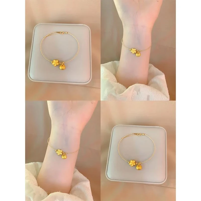 铜合金手镯 金色古法小桃花女款复古甜美福袋花朵手镯送女友礼物