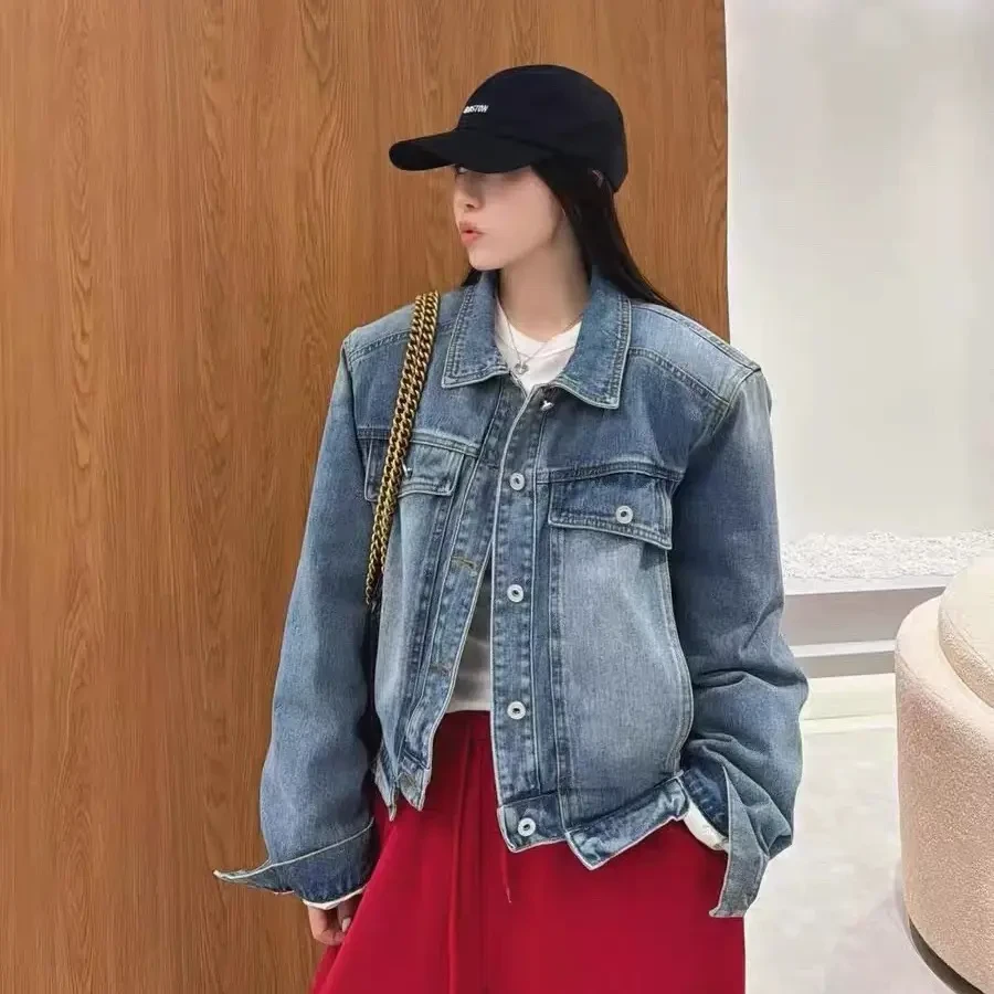 JIE➕欧货垫肩牛仔不规则外套8030