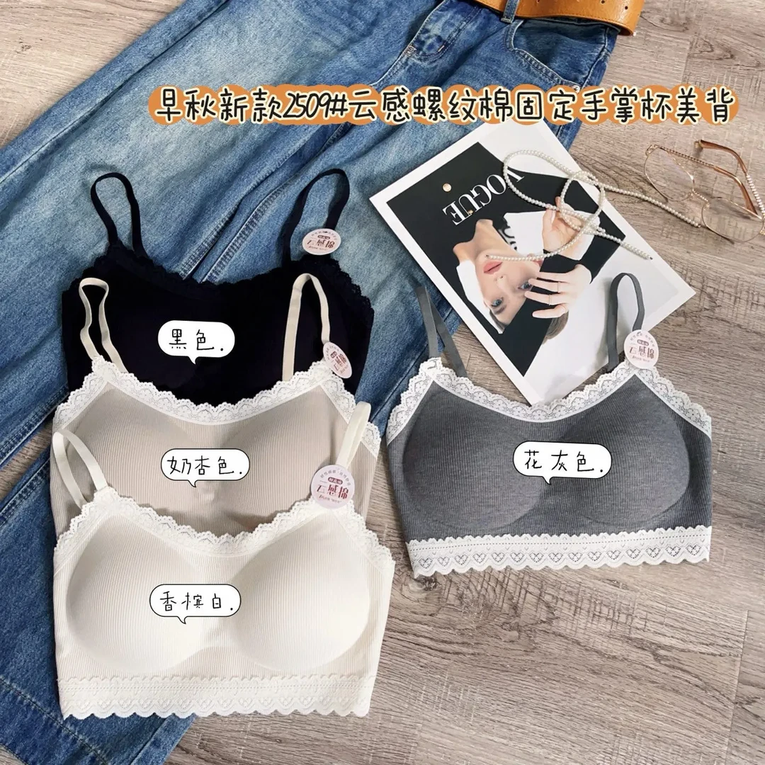 秋季手掌杯一体小胸聚拢美背抹胸内衣女无钢圈美背内衣2509