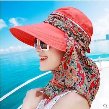 防晒帽遮脸防紫外线女遮阳帽可折叠 户外出游沙滩帽太阳帽子夏季