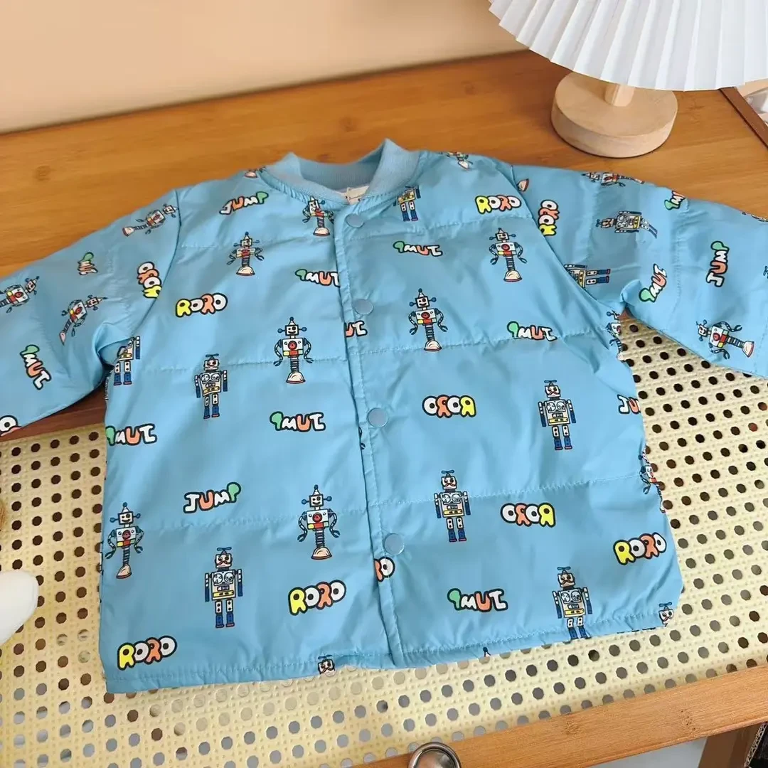 儿童冬季卡通满印羽绒羽丝内胆外出防寒服