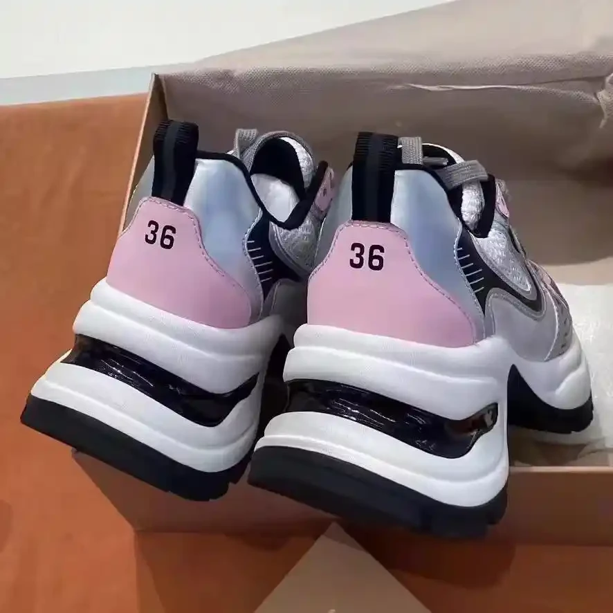 露思同款粉色老爹鞋厚底2025新款巴黎增高正品休闲运动鞋女款