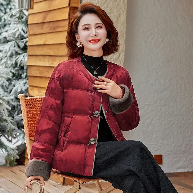 时尚国风保暖外套复古爆款棉服2025新款气质中老年妈妈装棉衣女装