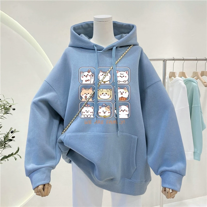 大码oversize宽松胖mm加绒加厚连帽卫衣女设计感小众外套长袖上衣