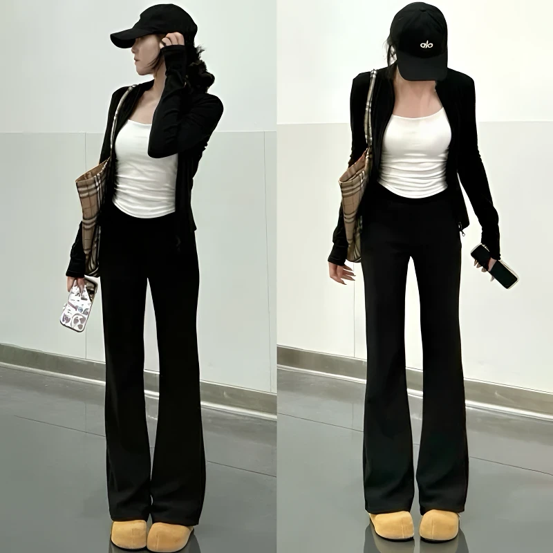 西装裤女2025新款爆款秋冬季黑色垂感微喇叭裤小个子显瘦马蹄裤子