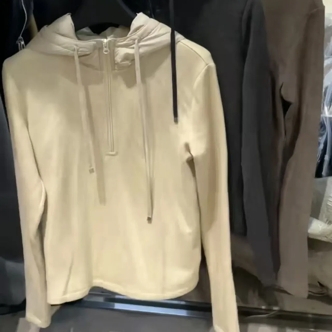 HZMM [暖绒拼接] 连帽半拉链加厚长袖内搭卫衣冬季新款