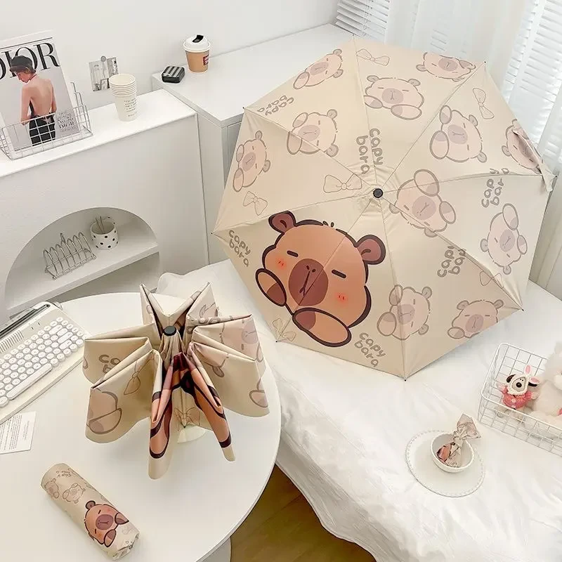 卡皮巴拉雨伞防晒卡通防紫外线晴雨两用折叠学生遮阳太阳伞B