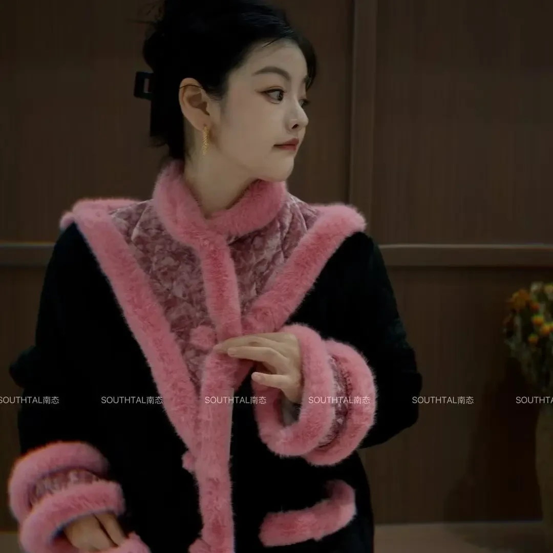 南态喜时冬季三层夹棉加厚保暖珊瑚绒可外穿女士家居服套装