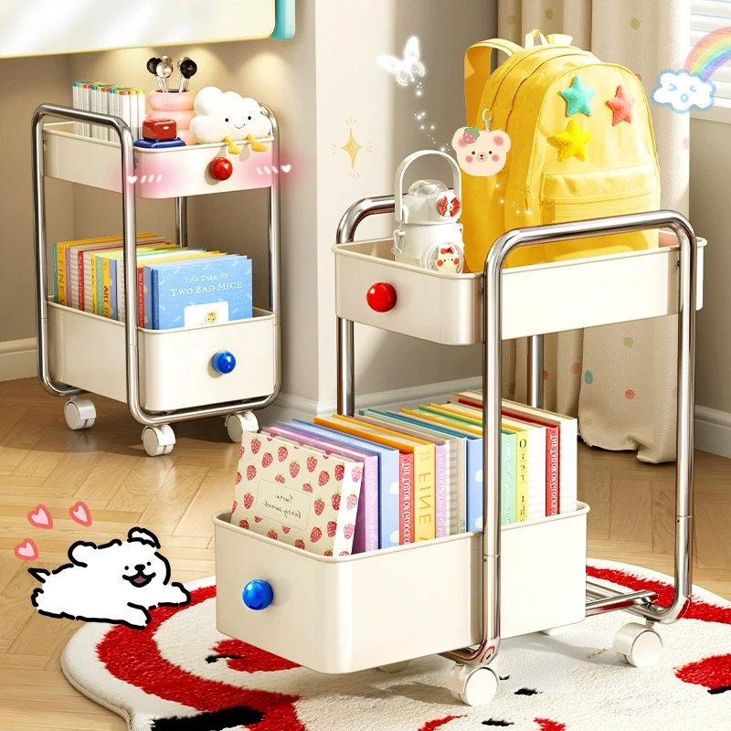 书包置物架可移动小推车书本收纳架神器家用放书包桌下整理滑轮柜