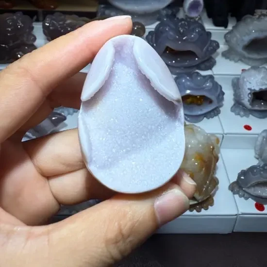 手工粉紫芽小原石家具装饰品