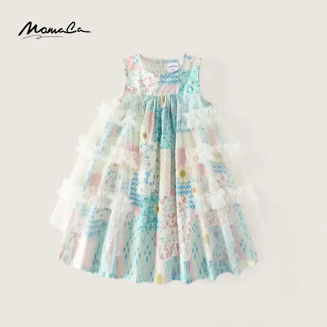 MOMOCO童装夏季女童休闲公主拼接连衣裙百搭休闲裙77630470153