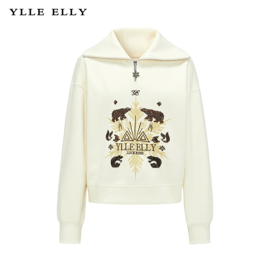 【商场同款】翻领卫衣女春秋冬季新款羊毛宽松针织上衣Y317306196