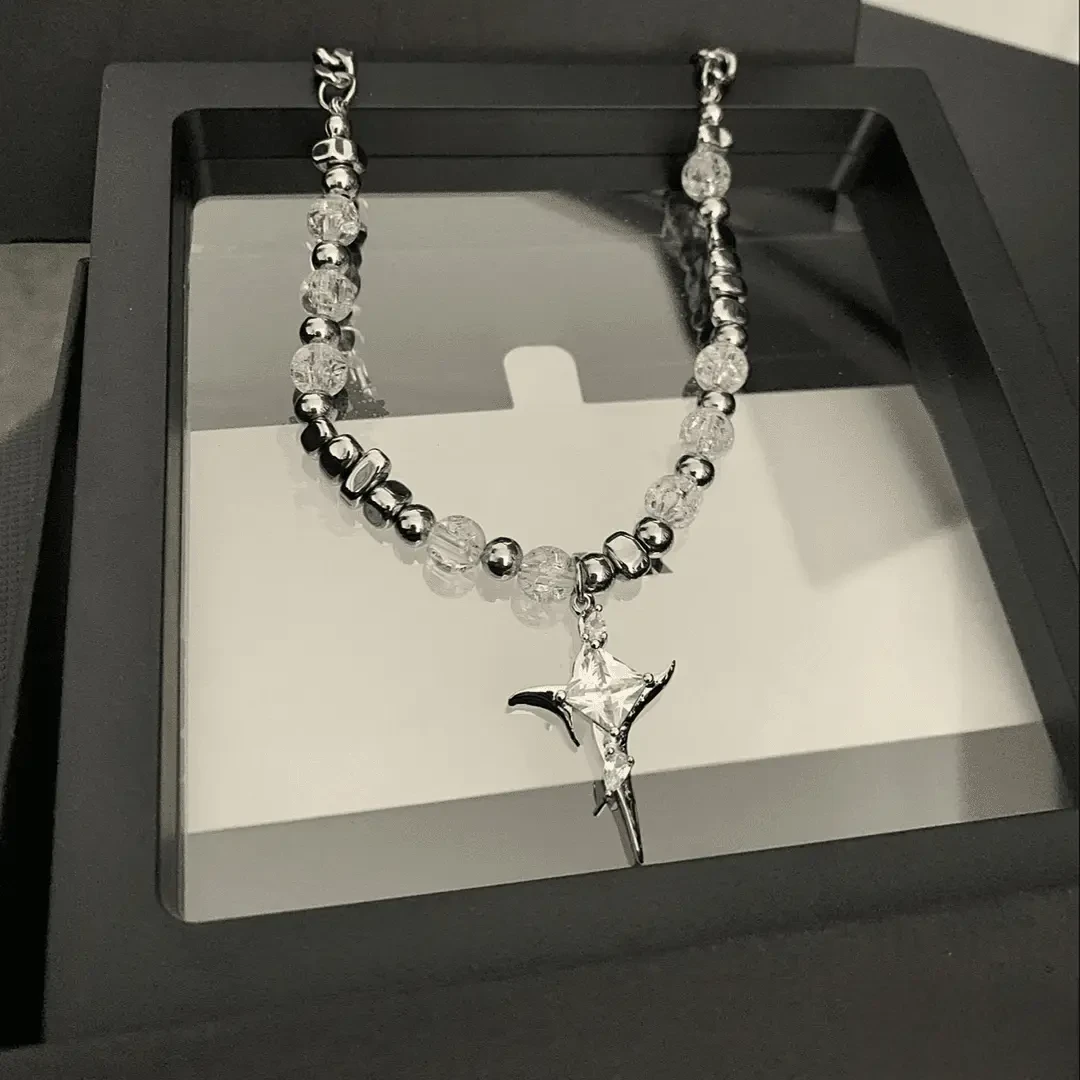 钛钢项链 [万花冰镜 ]高级轻奢锁骨链男女不掉色小众情侣吊坠配饰