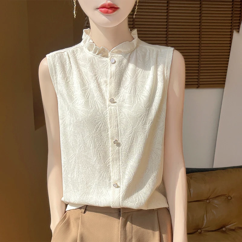 法式独特别致小上衣针织薄款无袖背心半高领小众蕾丝打底衫女内搭