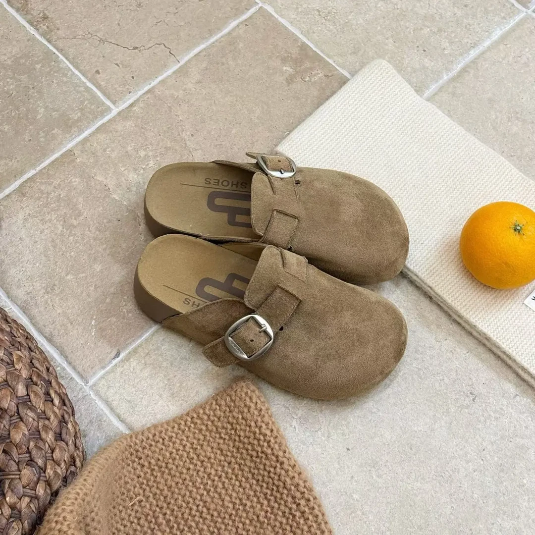 复古厚底勃肯鞋女外穿秋季新款一脚蹬增高博肯鞋懒人包头半拖