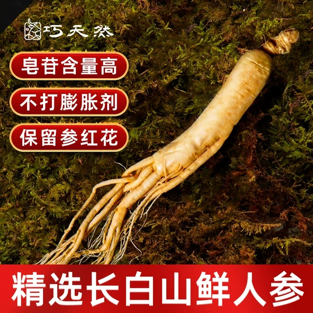 巧天然东北人参正品长白山人参全须整根保鲜泡酒煲汤特产专用药材