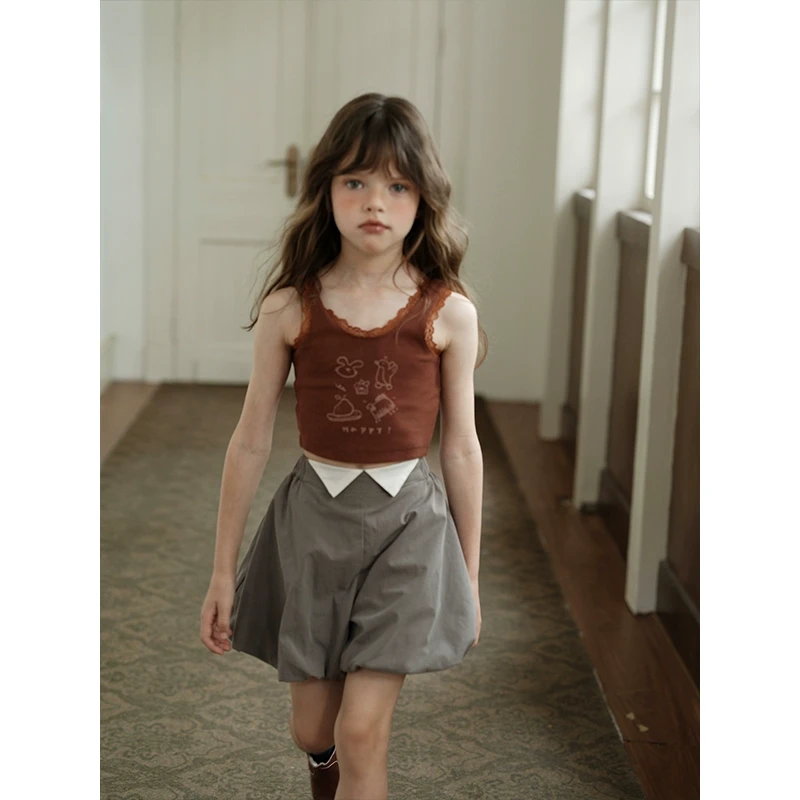 史豌豆女童高腰花苞裙裤 Q1364