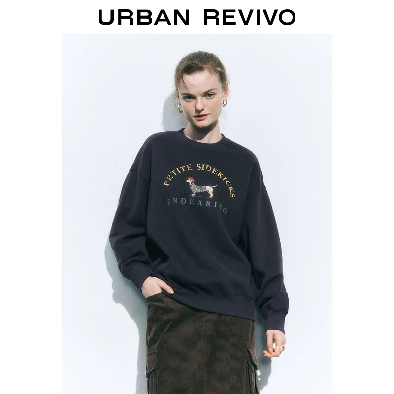 UR2025秋季新款女装美式学院风撞色印花圆领卫衣UYL450021