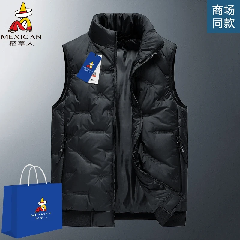 Mexican/稻草人秋冬季男士潮流休闲棉马甲大码立领坎肩马甲外套