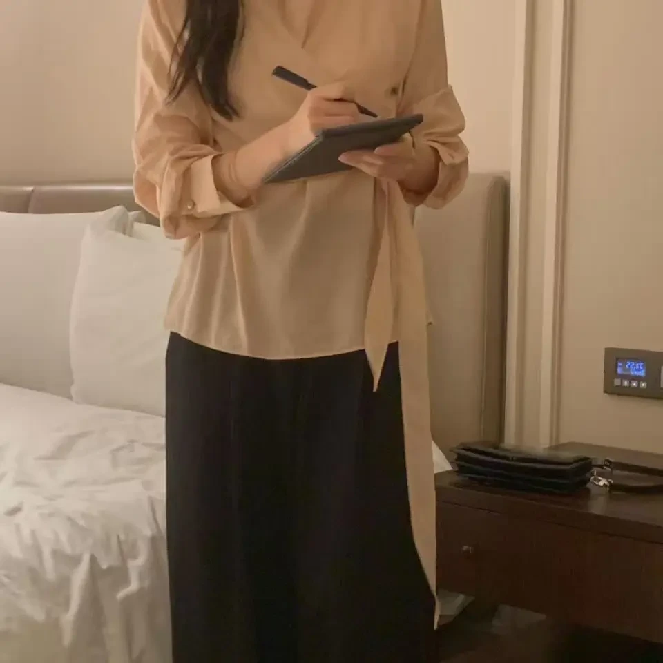 No退No换韩国东大门女装2025新款设计感收腰衬衫女605b