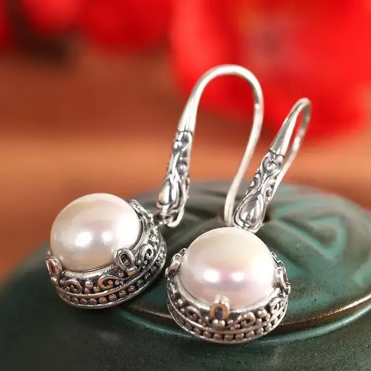 925银耳饰 复古高级感雕花耳坠新中式民族风小众风精工精致耳环