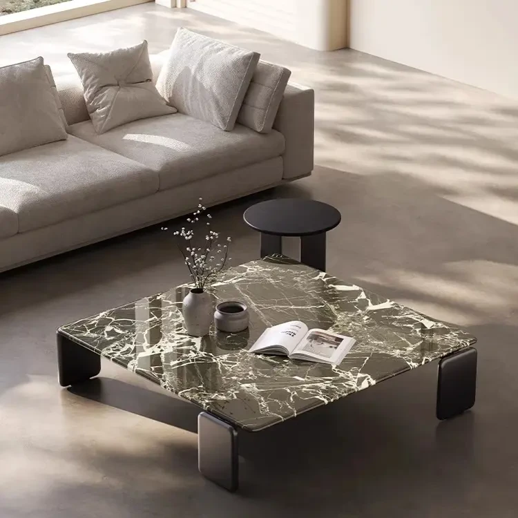 纳秋绿天然奢石茶几客厅家用意式现代简约实木设计师高级感茶几